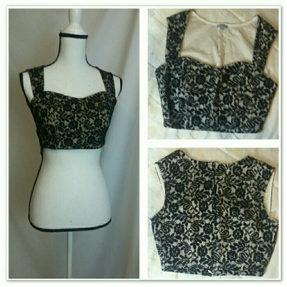Black Lace Crop Top